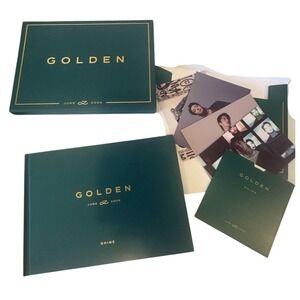 BTS Jungkook Golden Solo Album Shine Version Photobook CD Postcards Green Gold